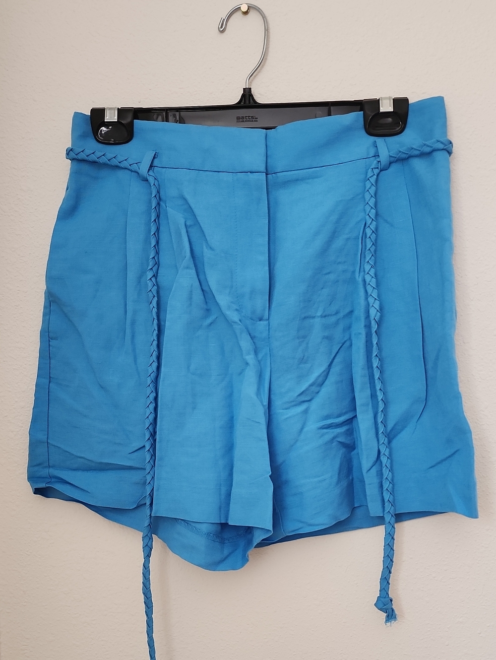 Ann Taylor Linen Braided Tie Turquoise Shorts High Rise NEW